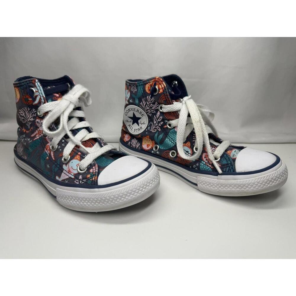 Converse Chuck Taylor All Star Shoes‎ Youth Size 12 High Top Mermaid Print Navy